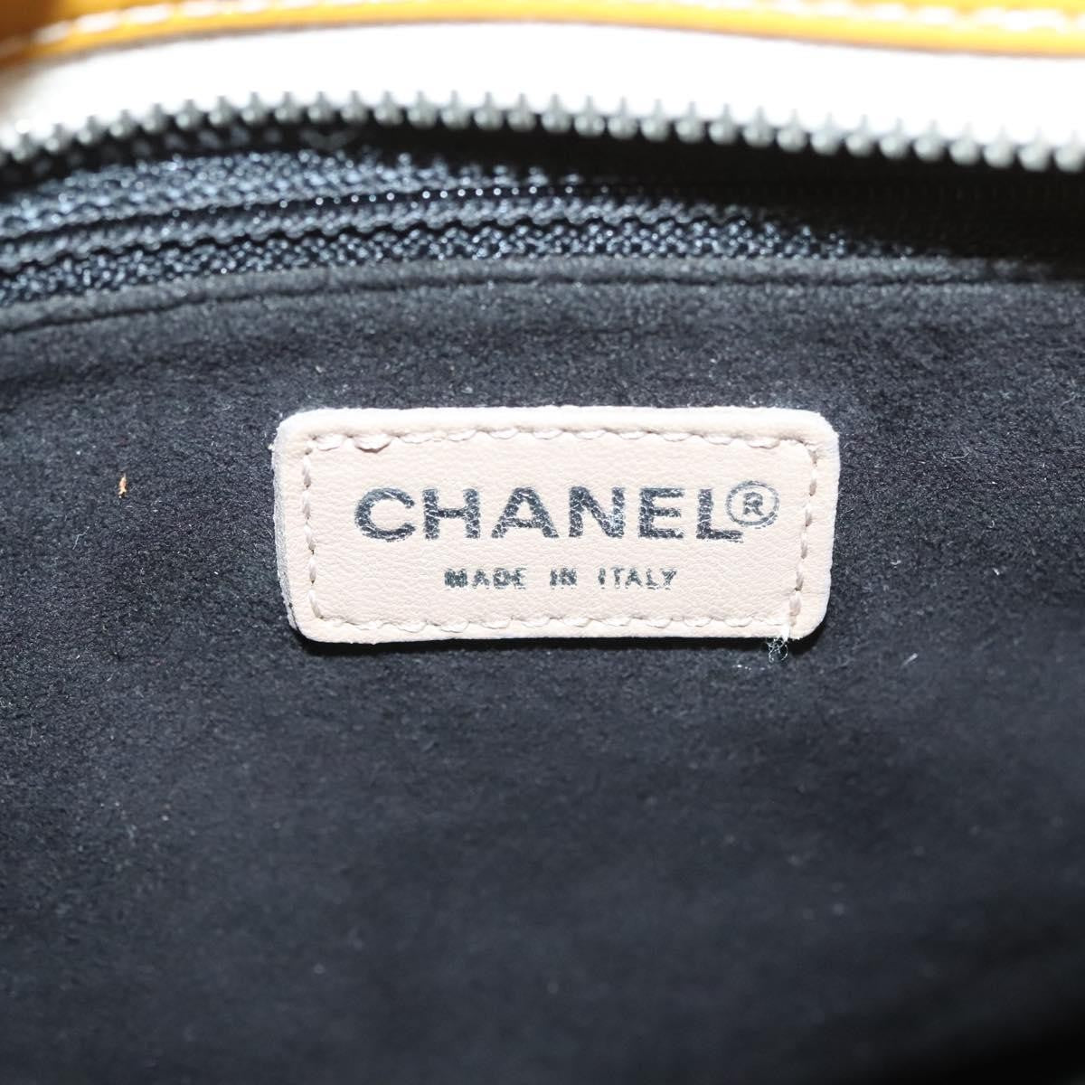 Chanel Chocolate Bar Cc Tote Quilted Patent Yellow Patent_Leather Handbag (Pre-Owned)