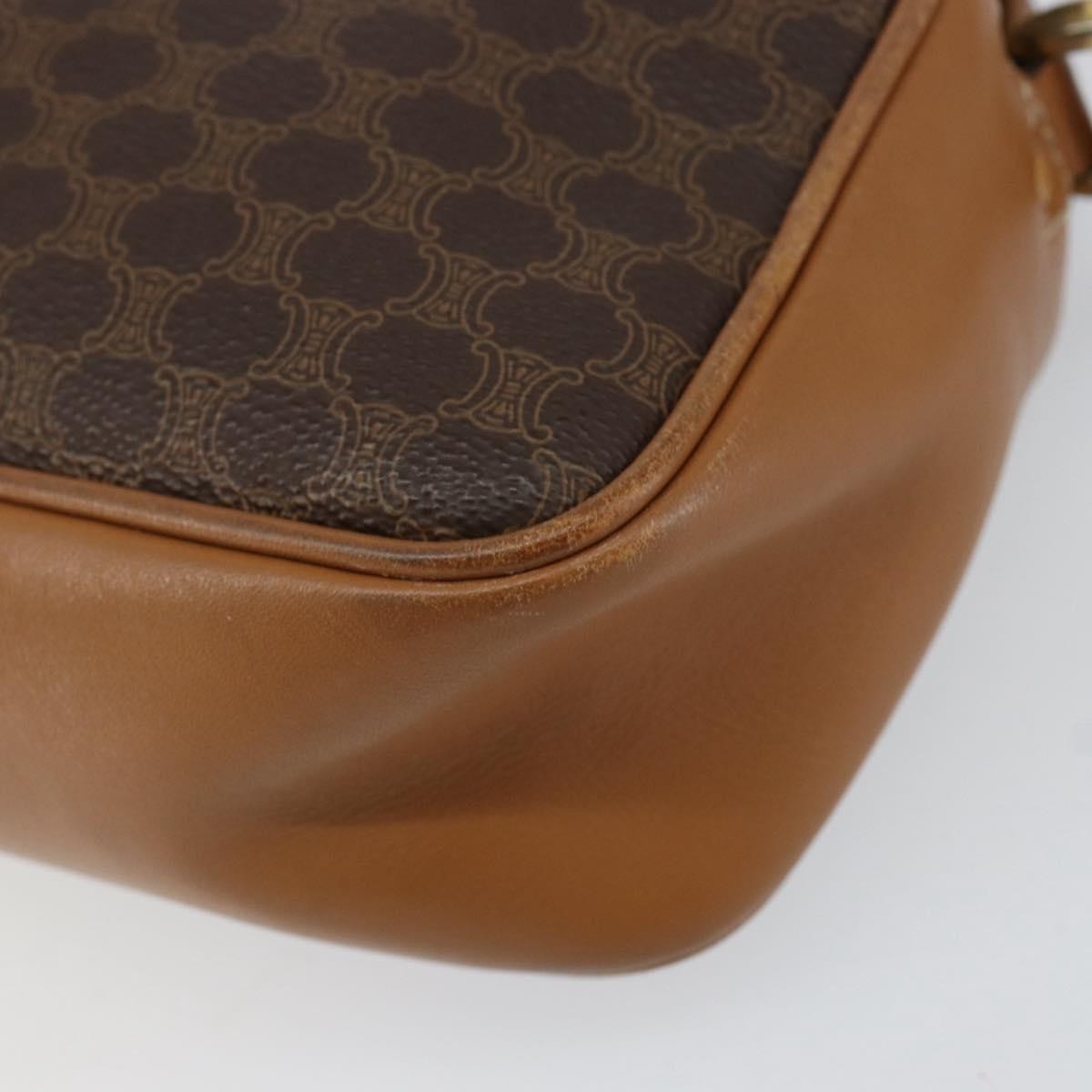 Celine Vintage Macadam Shoulder Bag Canvas And Leather Brown Canvas Shoulder Bag Bag (Pre-Owned)