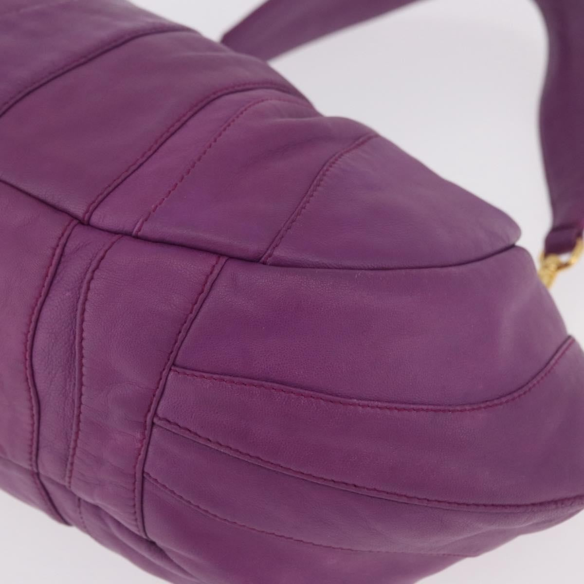 Prada Pleats Shoulder Bag Cervo Leather Purple Leather Handbag (Pre-Owned)