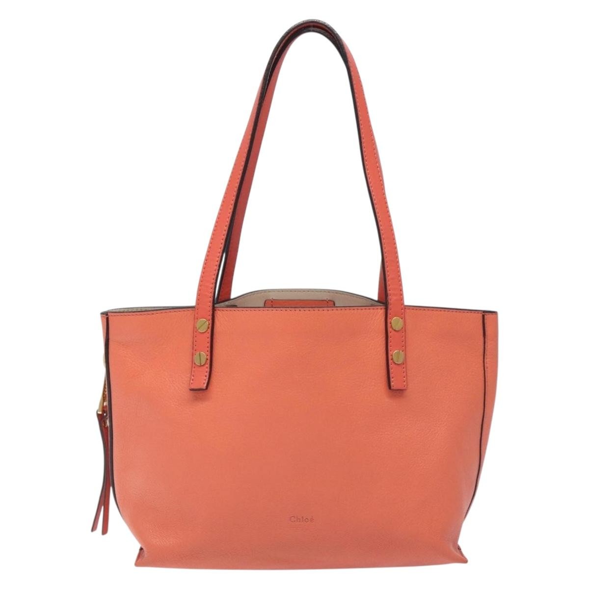 Chloe Dilan Tote Leather Orange Leather Bag (Pre-Owned)