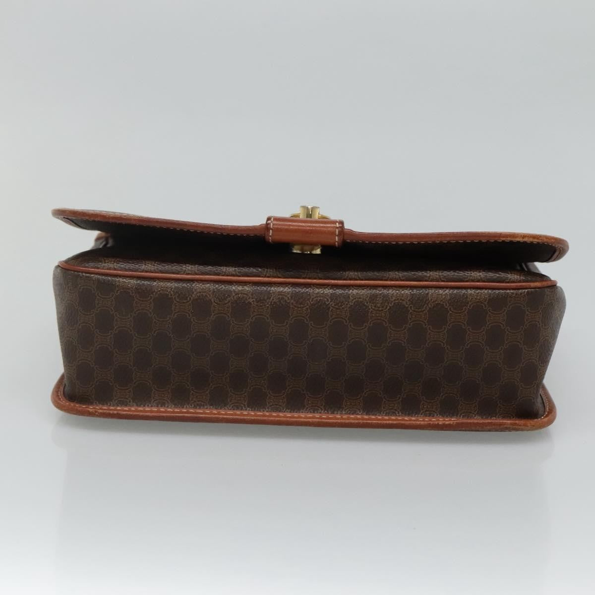 Celine Vintage Macadam Shoulder Bag Canvas And Leather Brown Canvas Shoulder Bag Bag (Pre-Owned)