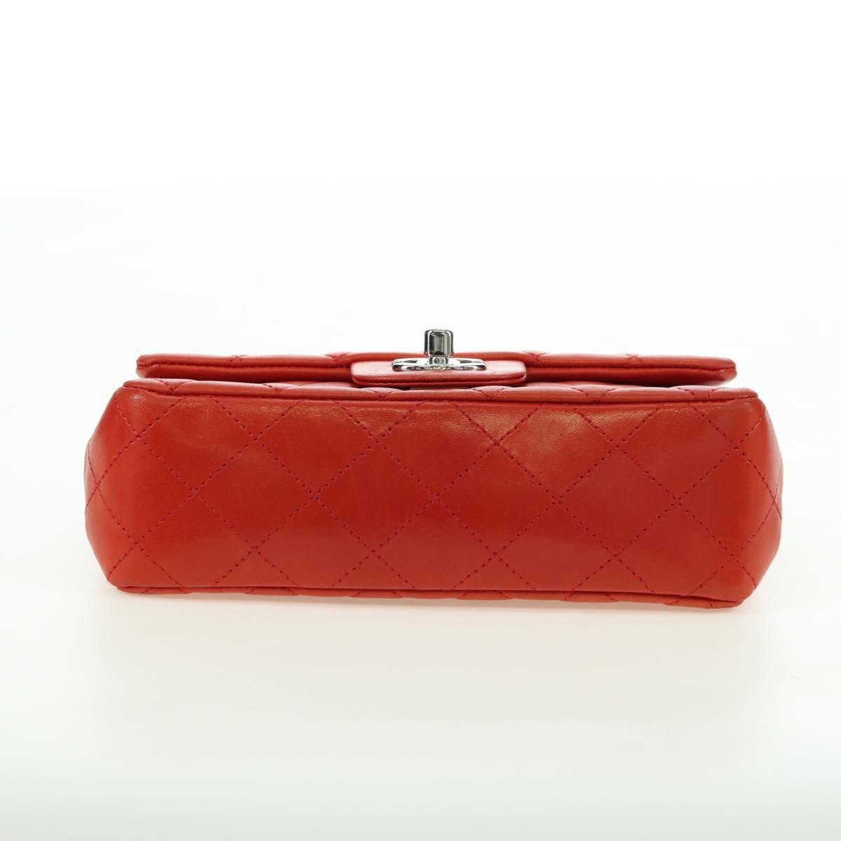 Chanel Flap Shoulder Bag Leather Red Leather Handbag (Pre-Owned)