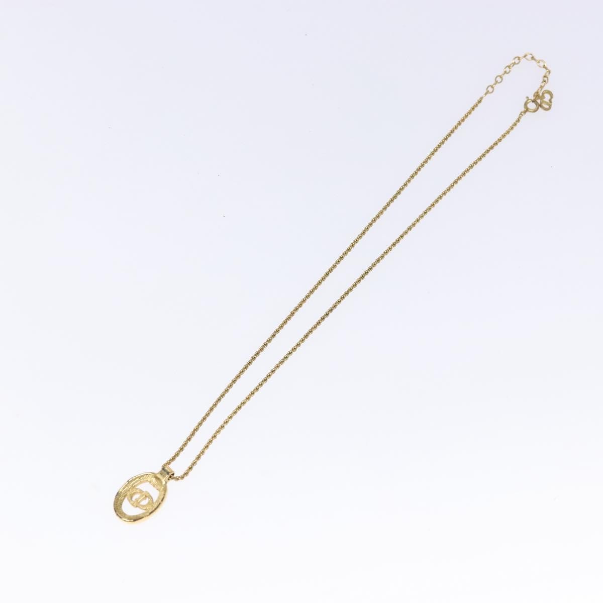 Christian Dior Cd Round Pendant Necklace Metal And Crystals Gold Metal Jewelry (Pre-Owned)