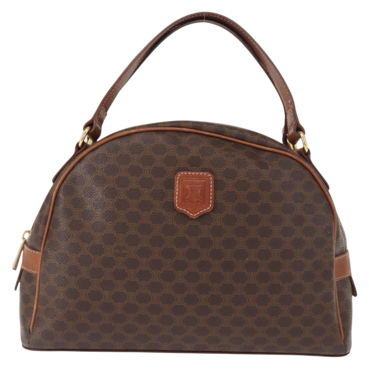 Celine Vintage Macadam Handbag Canvas And Leather Brown Canvas Handbag (Pre-Owned)