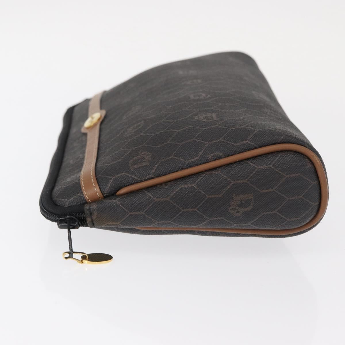 Christian Dior Vintage Honeycomb Zip Pouch Coated Canvas Black Pvc Clutche & Pouche Bag (Pre-Owned)