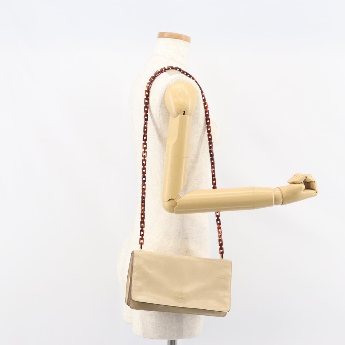 Prada Flap Shoulder Bag Leather Beige Leather Shoulder Bag Bag (Pre-Owned)