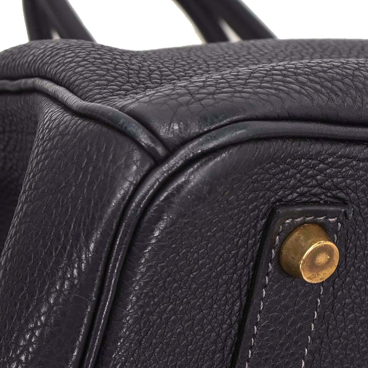 Hermes Birkin Handbag Blue Togo With Gold Hardware Blue Leather Handbag (Pre-Owned)