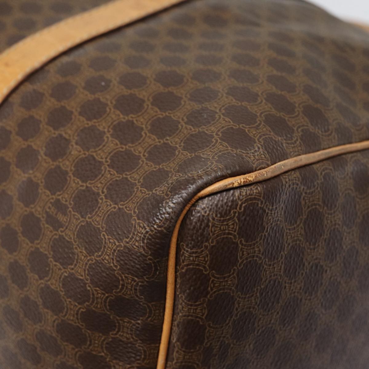 Celine Vintage Duffle Bag Macadam Coated Canvas Brown Canvas Travel Bag Bag (Pre-Owned)