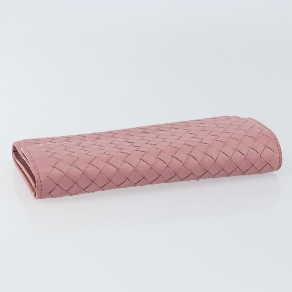 Bottega Veneta Intrecciato Long Zip Wallet Leather Pink Leather Wallets Accessory (Pre-Owned)