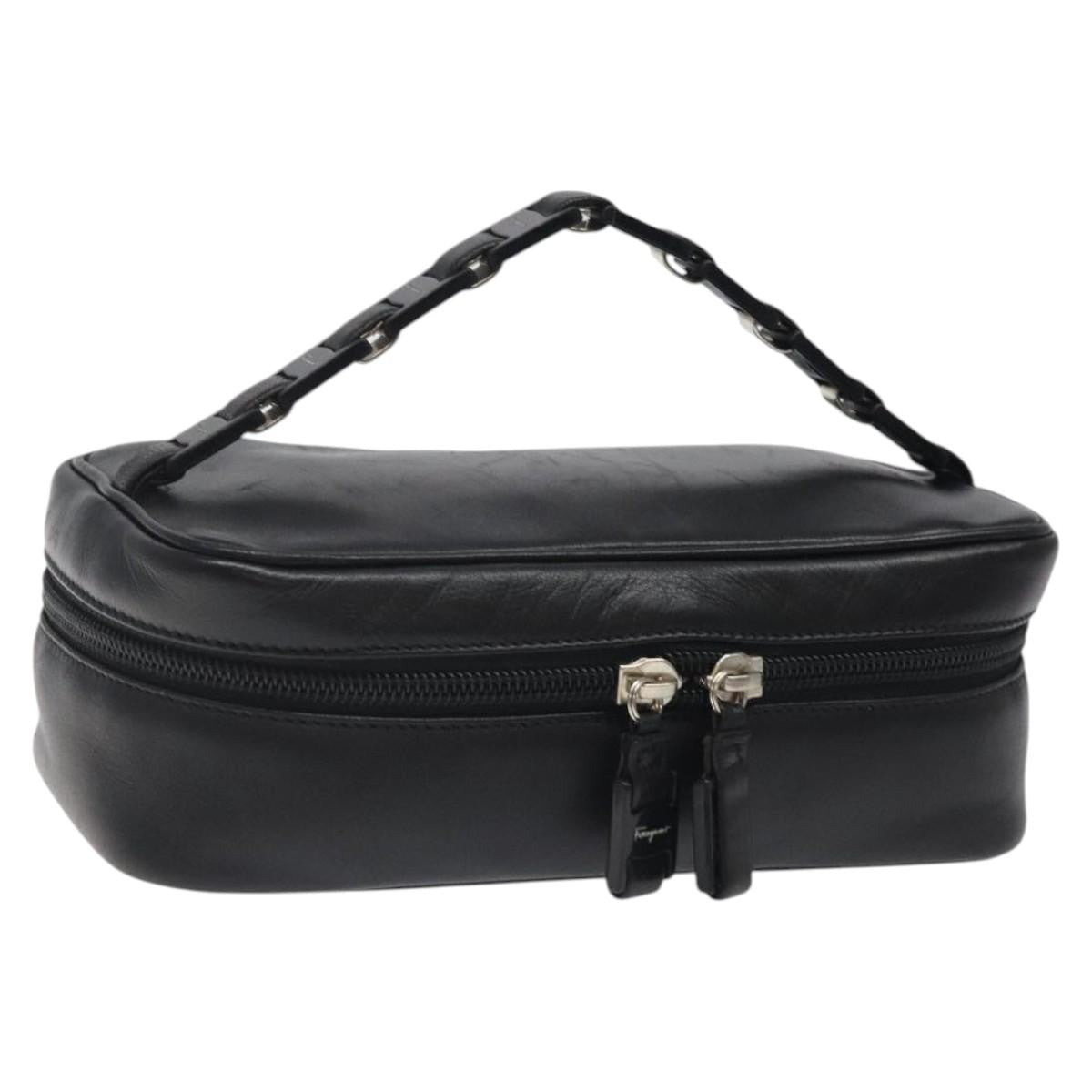 Salvatore Ferragamo Vala Clutch Bag Leather Black Leather Clutche & Pouche Bag (Pre-Owned)