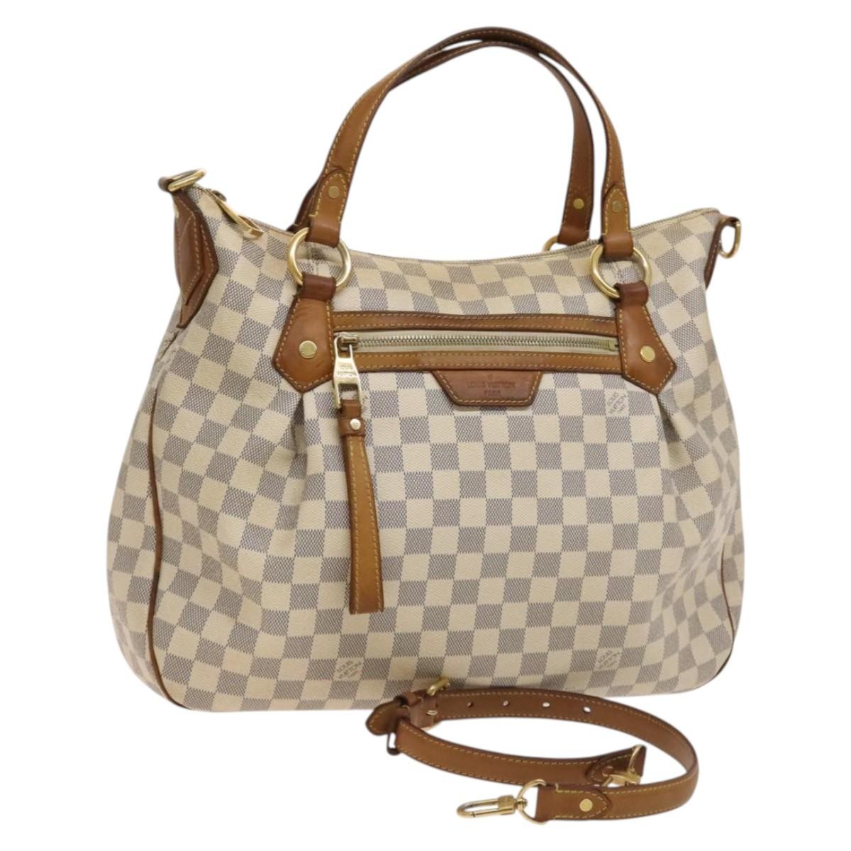 Louis Vuitton Evora Handbag Damier White Canvas Bag (Pre-Owned)