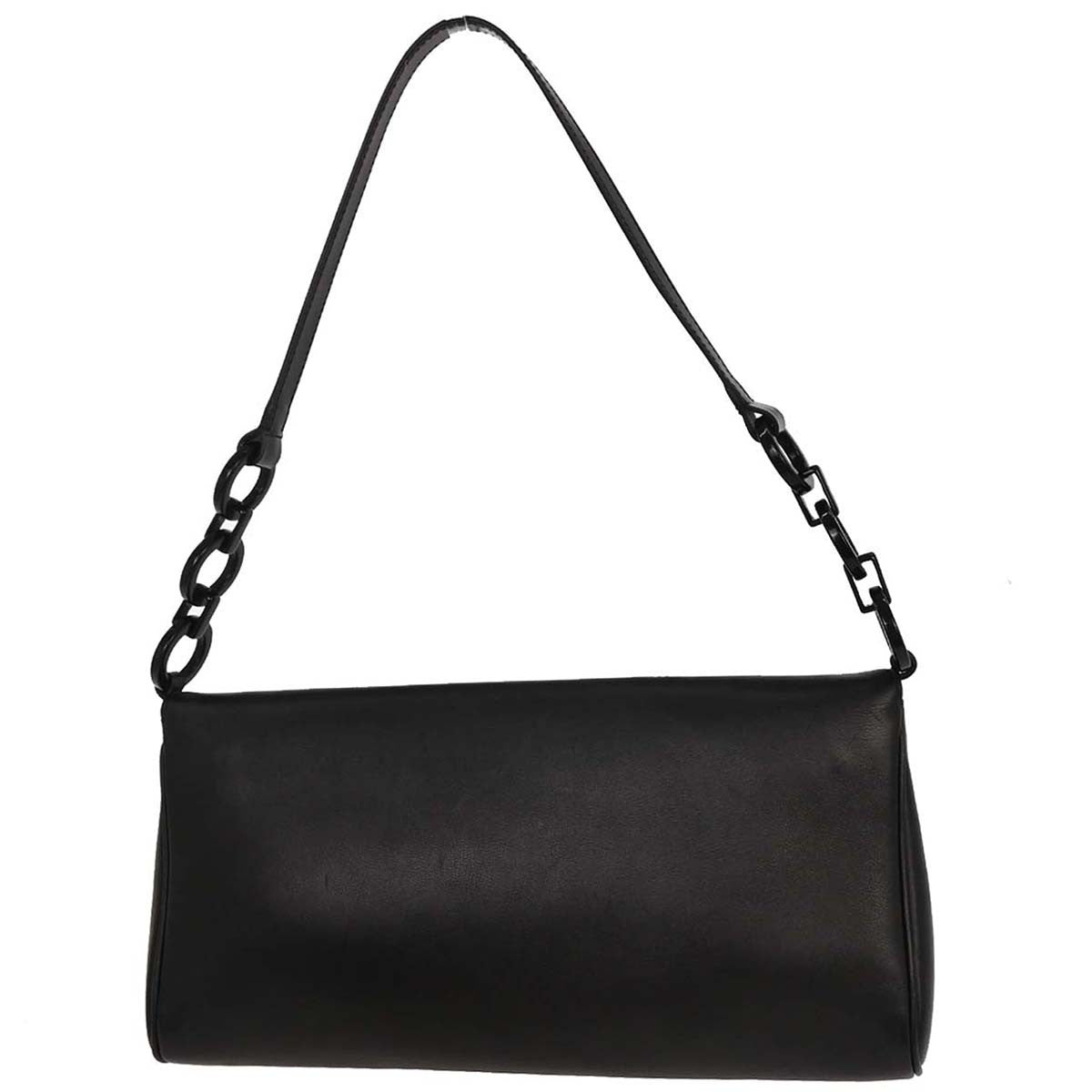 Salvatore Ferragamo Gancini Handbag Leather Black Leather Handbag (Pre-Owned)