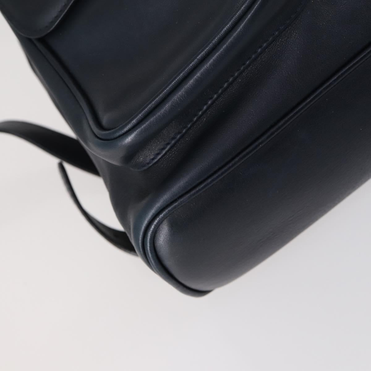 Gucci Vintage Bamboo Backpack Leather Navy Leather Backpack Bag (Pre-Owned)