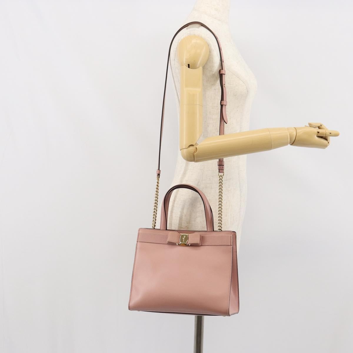 Salvatore Ferragamo Vara Bow Top Handle Convertible Tote Leather Pink Leather Tote Bag Bag (Pre-Owned)