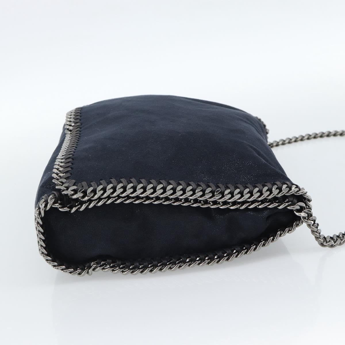 Stella Mccartney Falabella Fold Over Flap Crossbody Bag Shaggy Deer Navy Synthetic Shoulder Bag Bag (Pre-Owned)