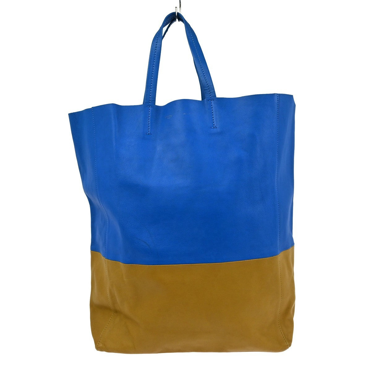 Celine Vertical Bi-Cabas Tote Leather Blue Leather Tote Bag Bag (Pre-Owned)