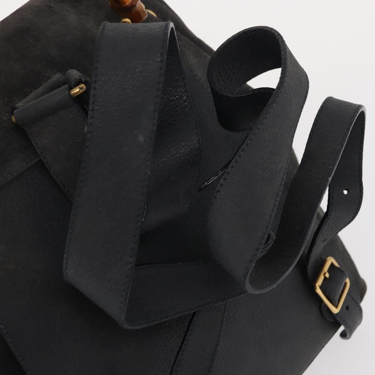 Gucci Vintage Bamboo Backpack Suede Navy Suede Backpack Bag (Pre-Owned)