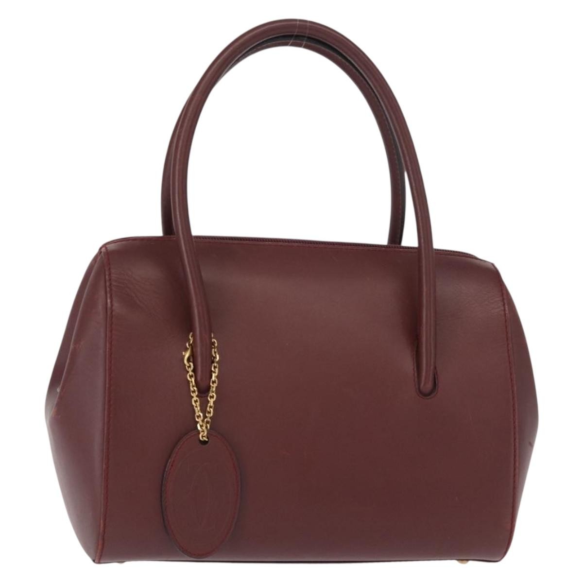 Cartier Must De Cartier Leather Burgundy Leather Handbag (Pre-Owned)