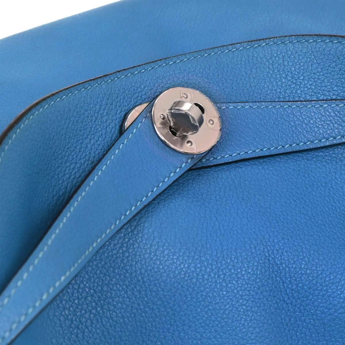 Hermes Lindy Bag Evercolor Blue Leather Shoulder Bag Bag (Pre-Owned)