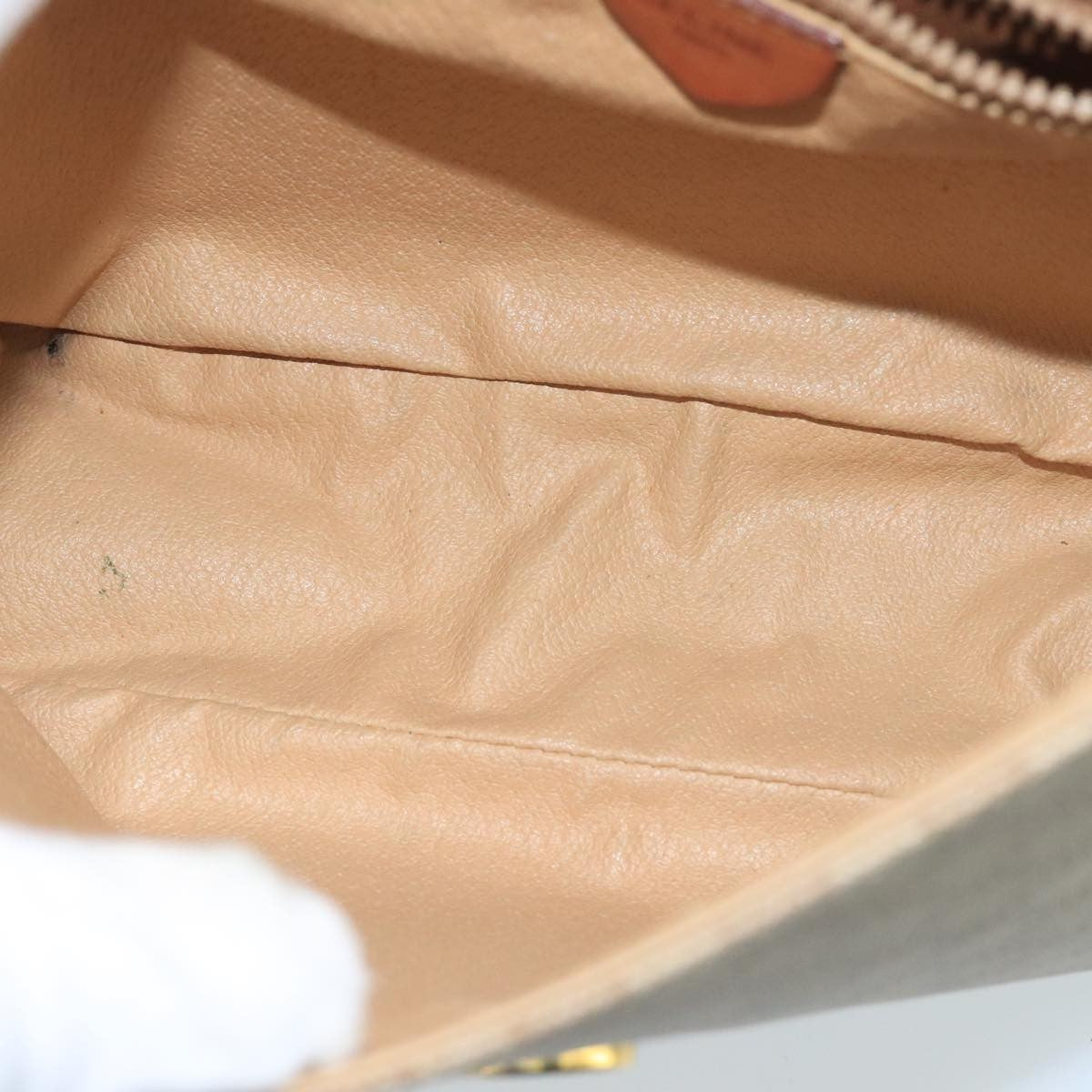 Celine Vintage Macadam Circle Logo Shoulder Bag Canvas And Leather Beige Canvas Shoulder Bag Bag (Pre-Owned)