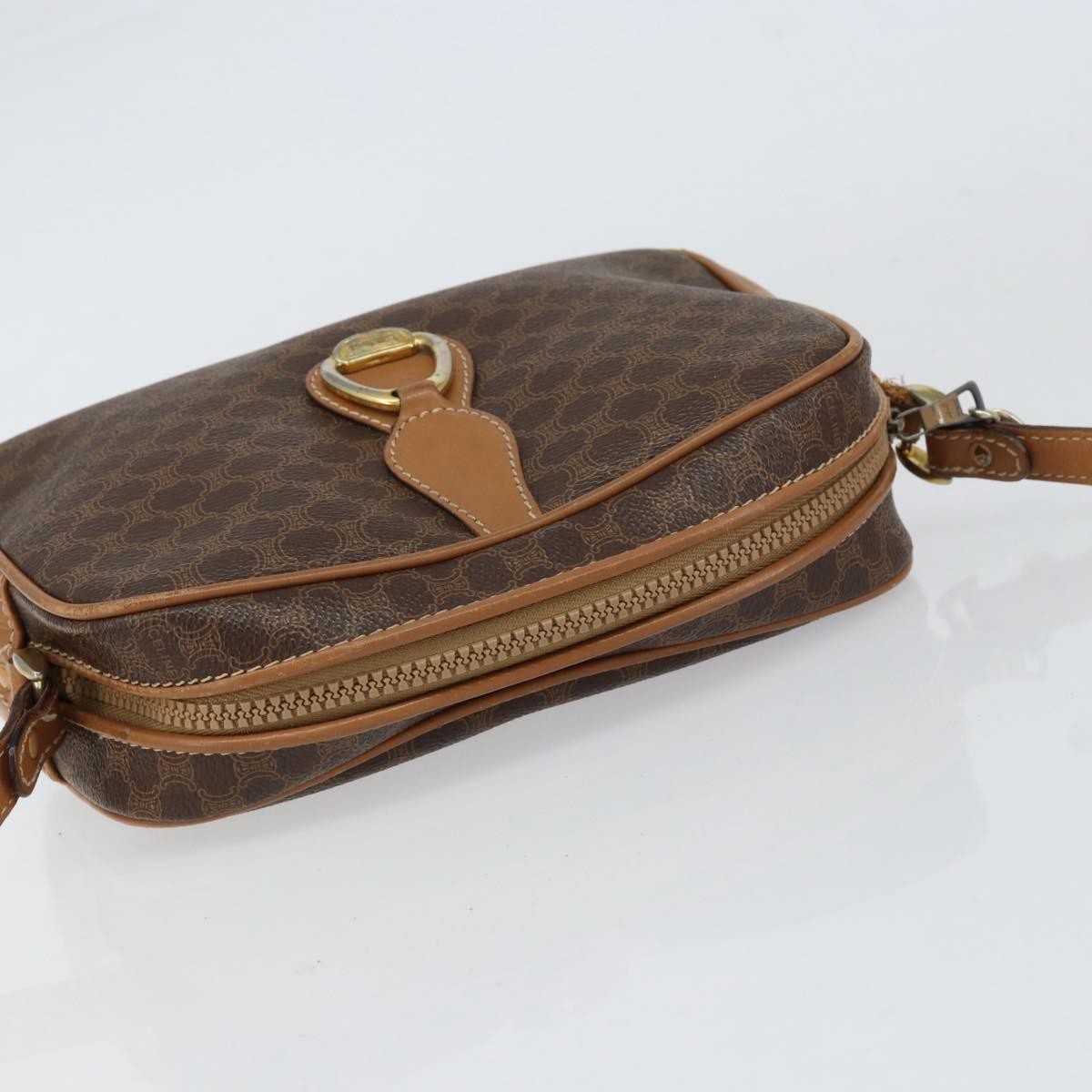 Celine Vintage Macadam Shoulder Bag Canvas And Leather Brown Canvas Shoulder Bag Bag (Pre-Owned)