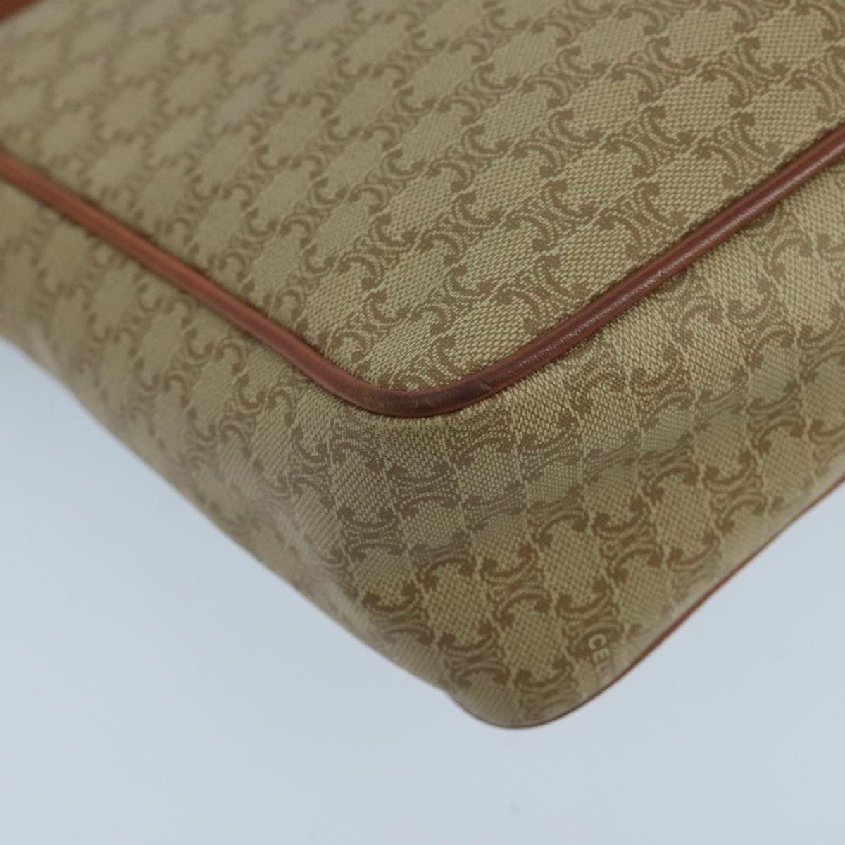 Celine Vintage Macadam Circle Logo Shoulder Bag Canvas And Leather Beige Canvas Shoulder Bag Bag (Pre-Owned)