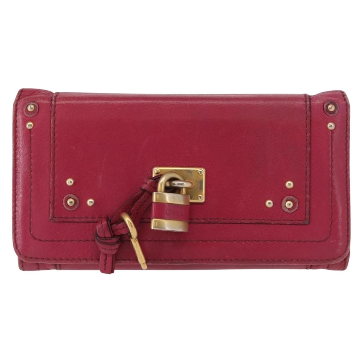 Chloe Paddington Wallet Leather Pink Leather Wallets Accessory (Pre-Owned)
