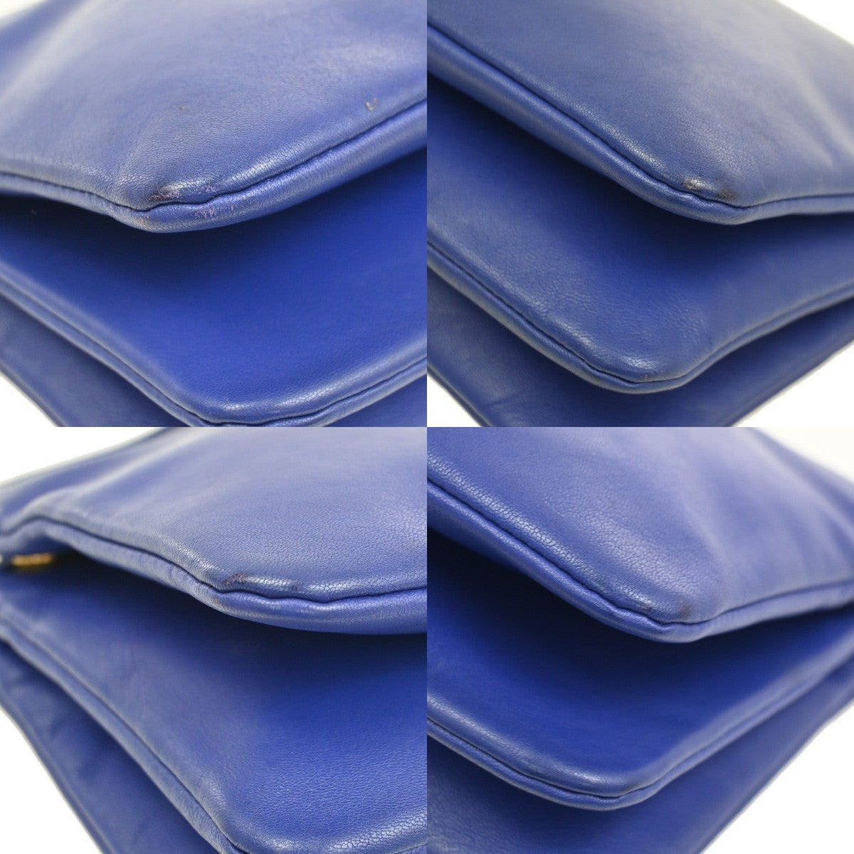 Celine Trio Crossbody Bag Leather Blue Leather Shoulder Bag Bag (Pre-Owned)