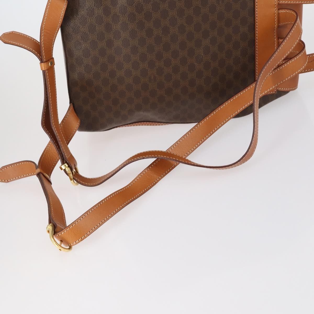 Celine Vintage Macadam Backpack Canvas And Leather Brown Canvas Backpack Bag (Pre-Owned)