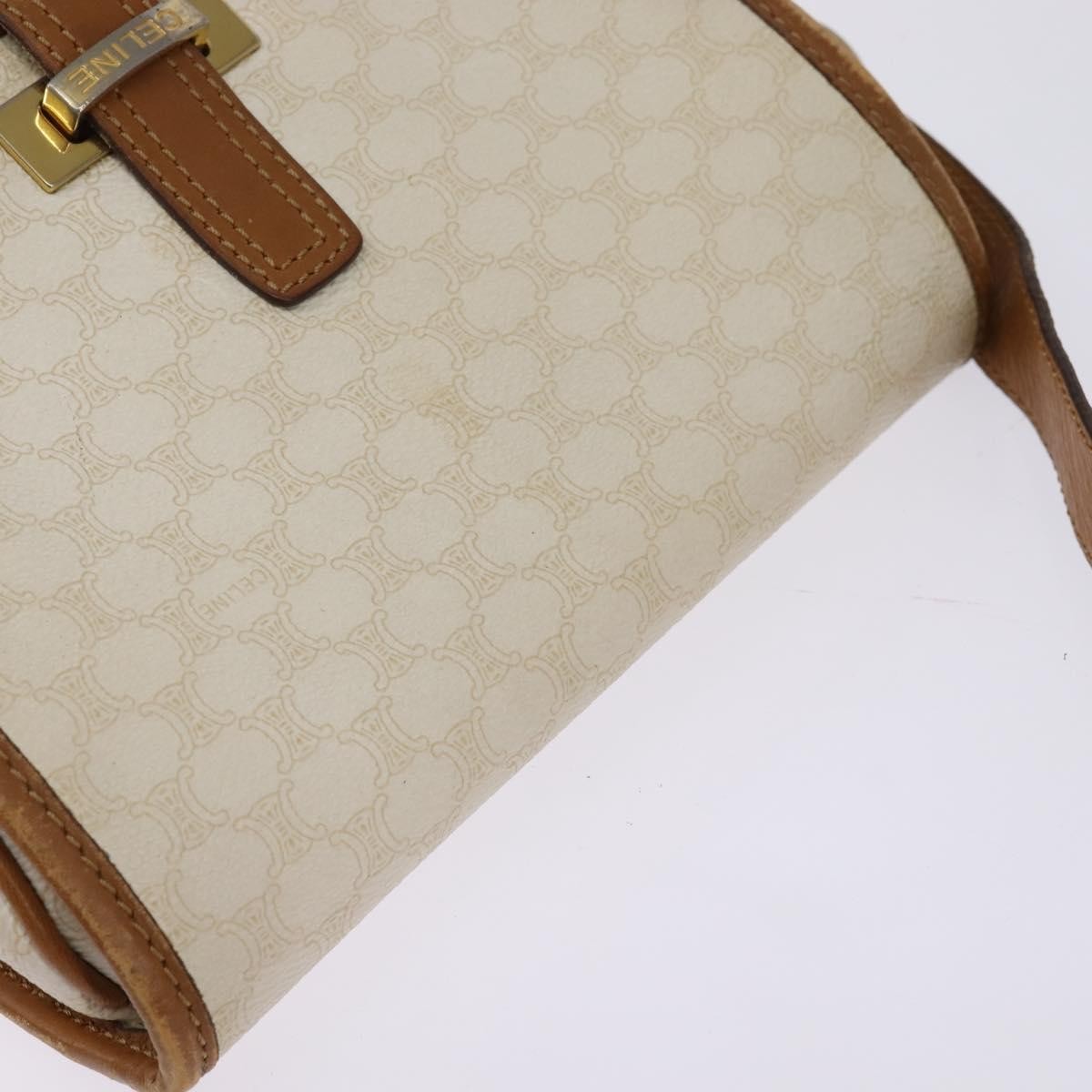 Celine Vintage Macadam Shoulder Bag Canvas And Leather Ecru Canvas Shoulder Bag Bag (Pre-Owned)