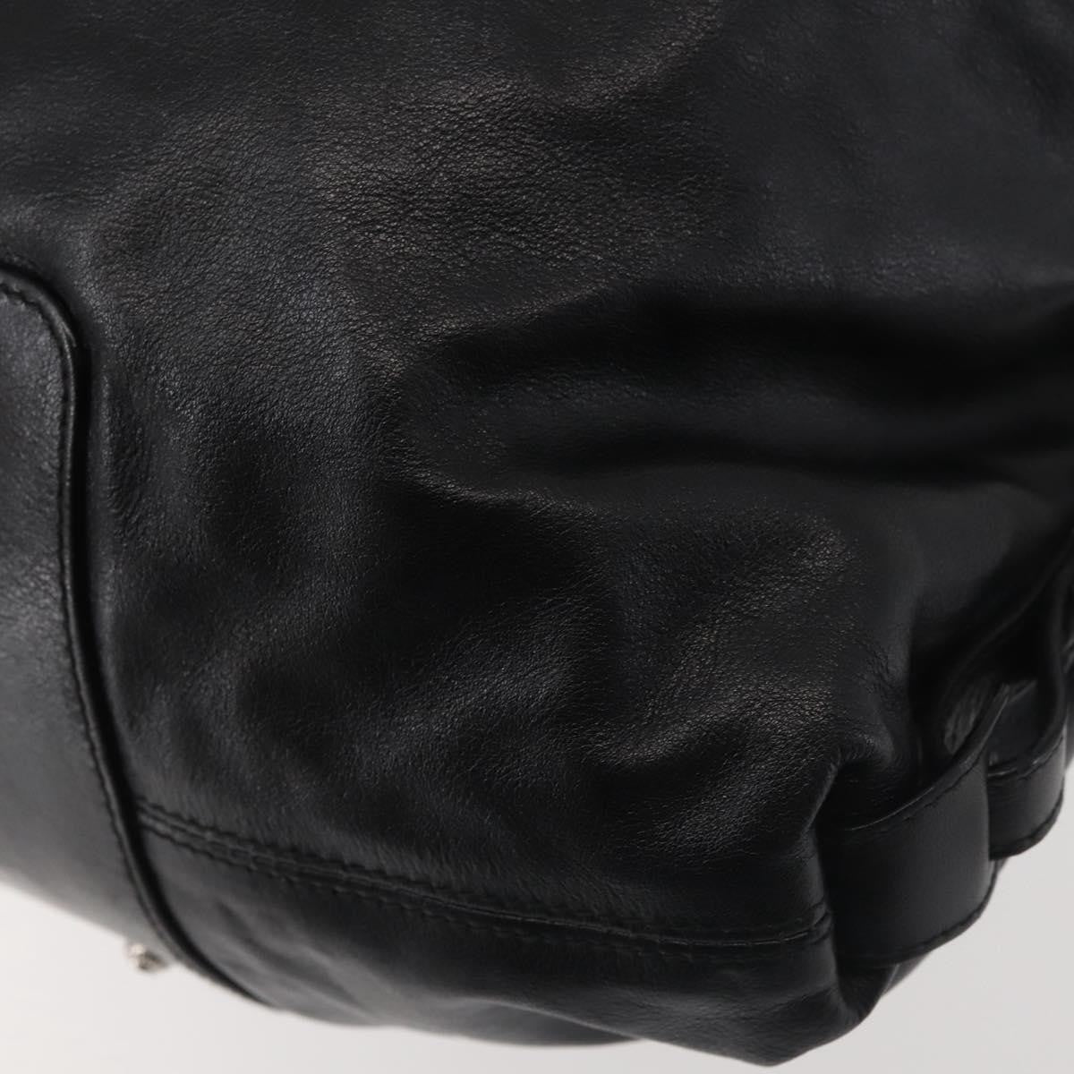 Salvatore Ferragamo Gancini Tote Leather Black Leather Tote Bag Bag (Pre-Owned)