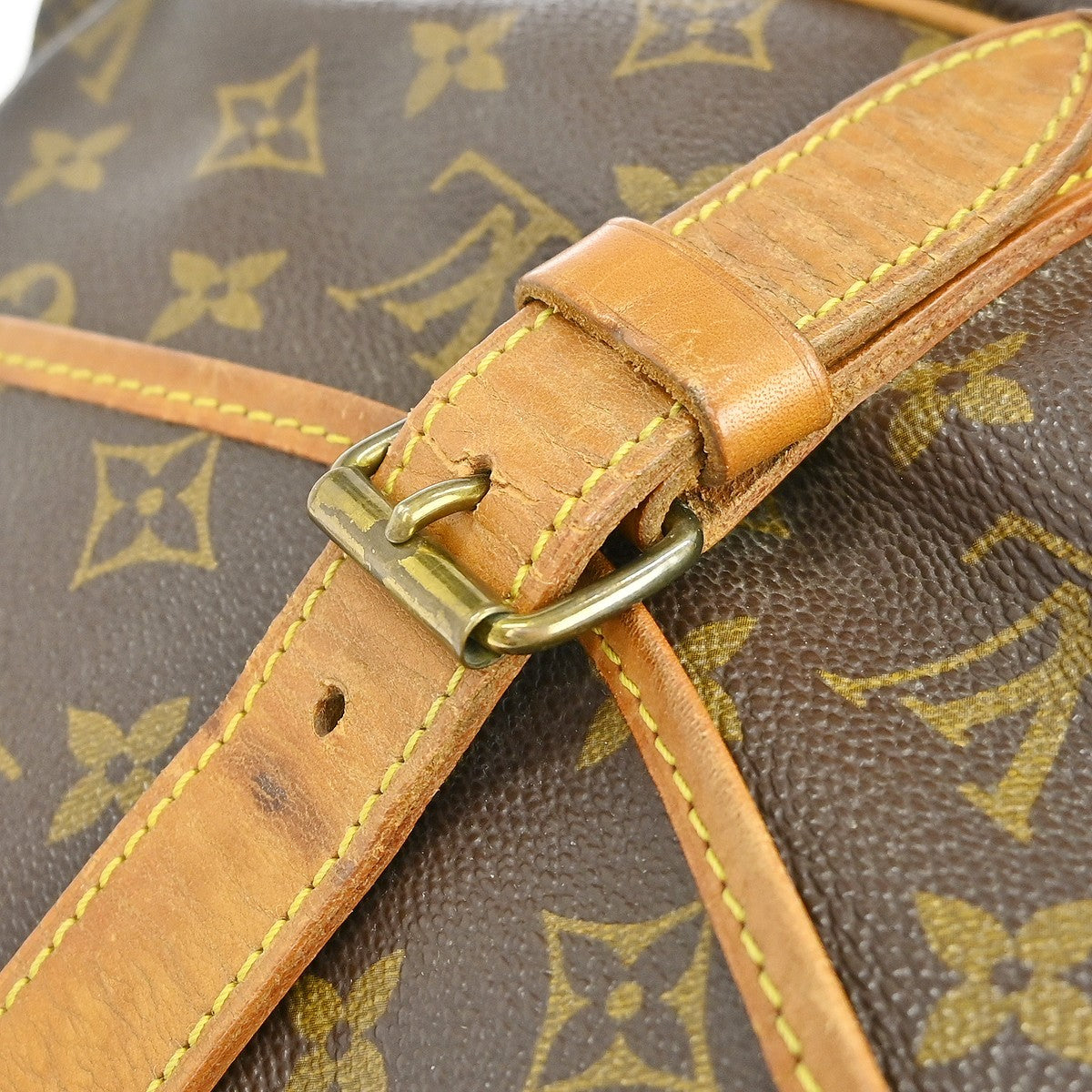 Louis Vuitton Saumur Handbag Monogram Canvas Brown Canvas Shoulder Bag Bag (Pre-Owned)