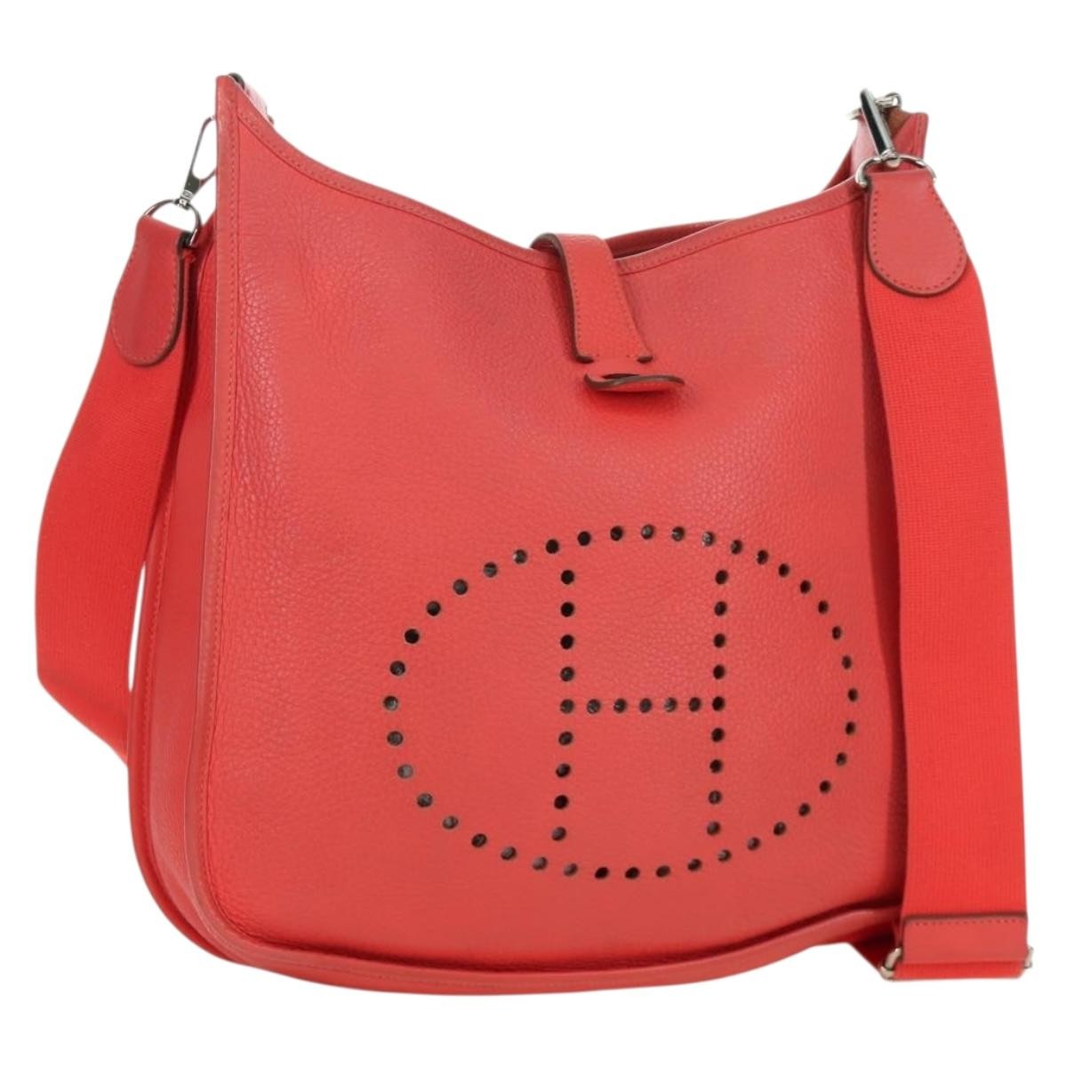 Hermes Evelyne Bag Gen Iii Clemence Pink Leather Shoulder Bag Bag (Pre-Owned)