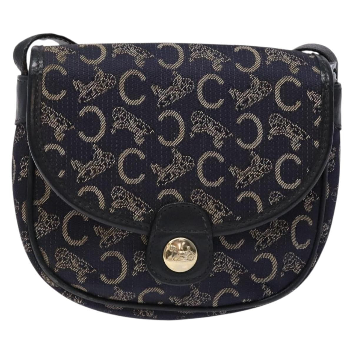 Celine C Sulky Shoulder Bag Canvas And Leather Navy Canvas Shoulder Bag Bag (Pre-Owned)