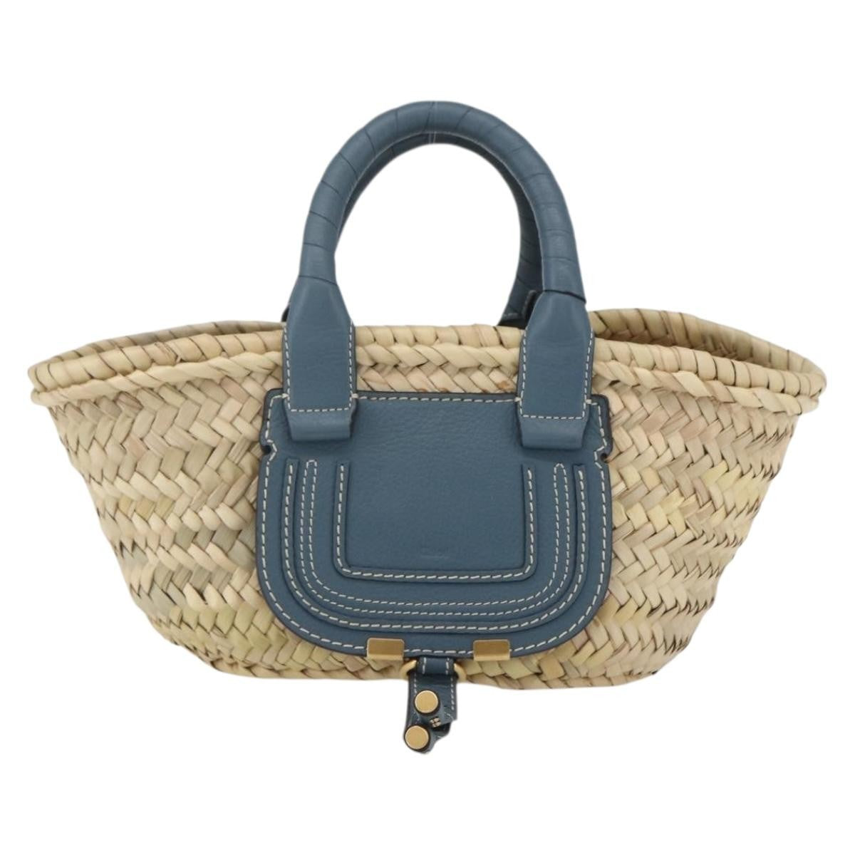 Chloe Marcie Basket Bag Raffia Beige Wicker Tote Bag Bag (Pre-Owned)