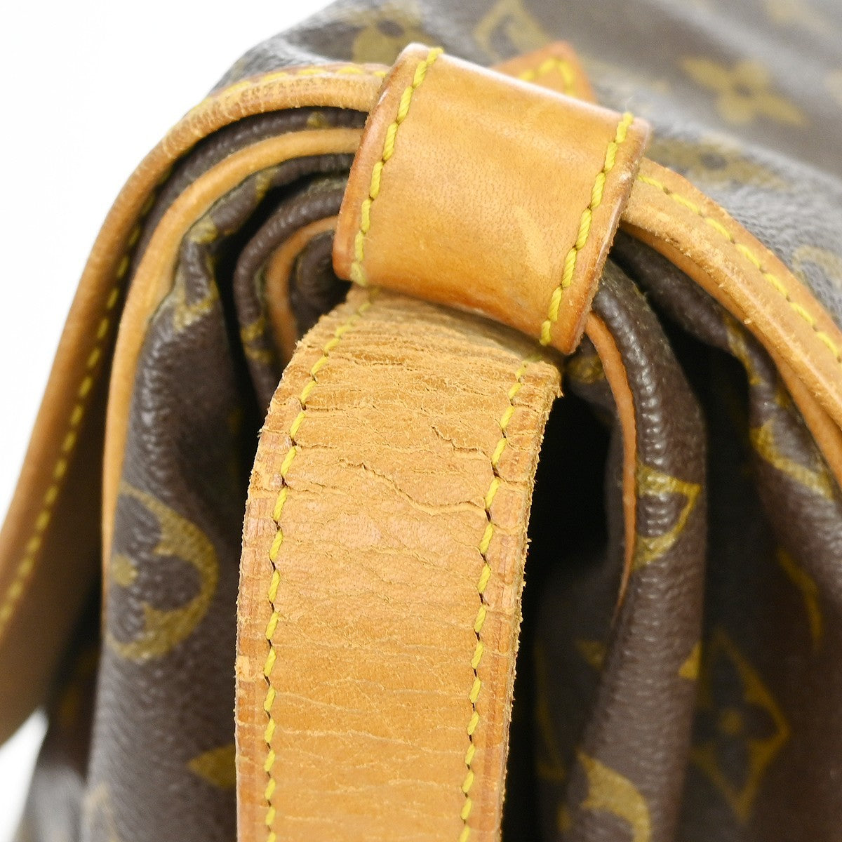 Louis Vuitton Saumur Handbag Monogram Canvas Brown Canvas Shoulder Bag Bag (Pre-Owned)