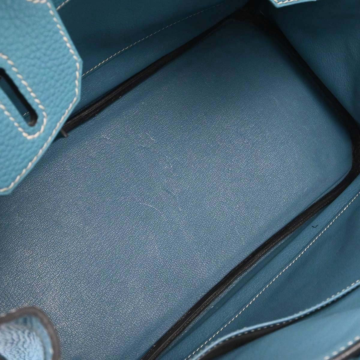 Hermes Touch Birkin Bag Blue Togo With Blue Matte Alligator And Gold Hardware Blue Leather Handbag (Pre-Owned)