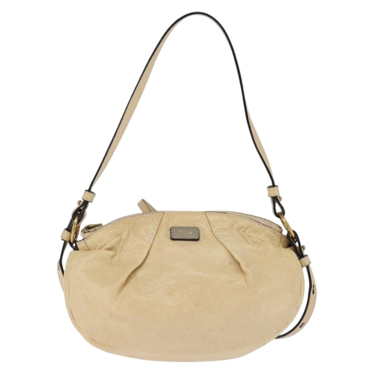Chloe Vintage Shoulder Bag Leather Beige Leather Shoulder Bag Bag (Pre-Owned)