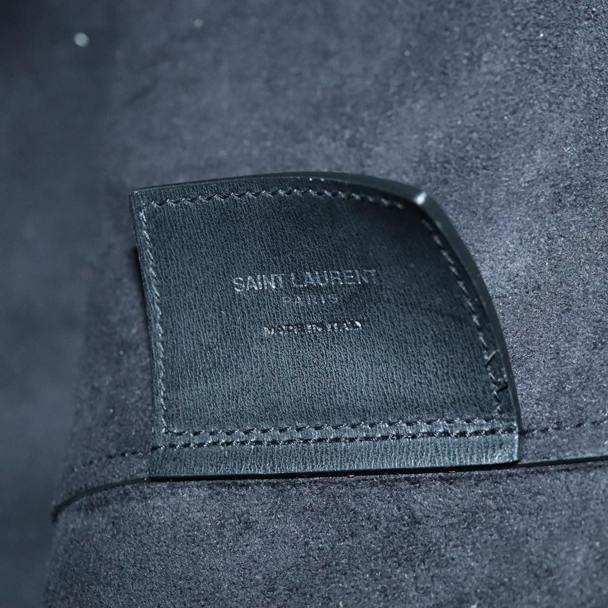 Saint Laurent Shopper Tote Leather Black Leather Tote Bag Bag (Pre-Owned)