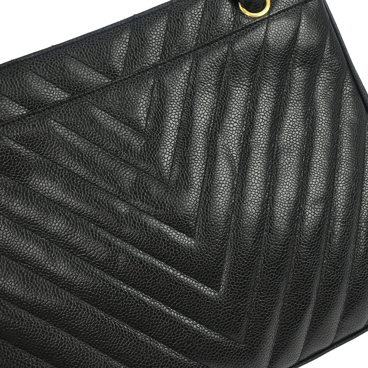 Chanel Vintage Zip Shoulder Bag Chevron Caviar Black Calfskin Shoulder Bag Bag (Pre-Owned)