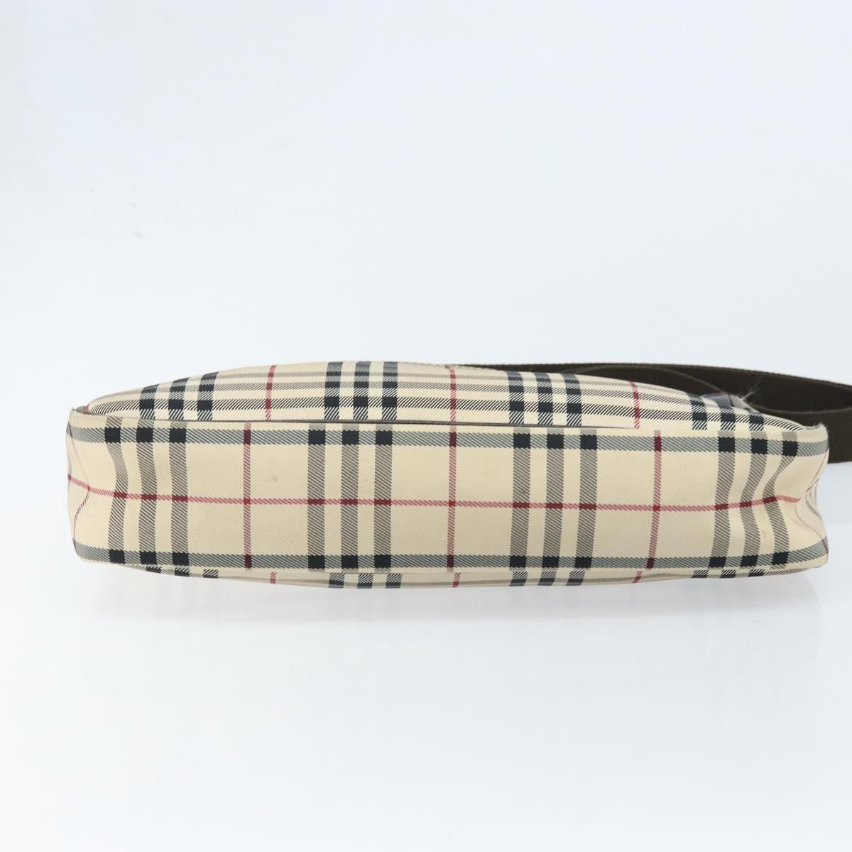 Burberry Nova Check Shoulder Bag Canvas And Leather Beige Canvas Shoulder Bag Bag (Pre-Owned)