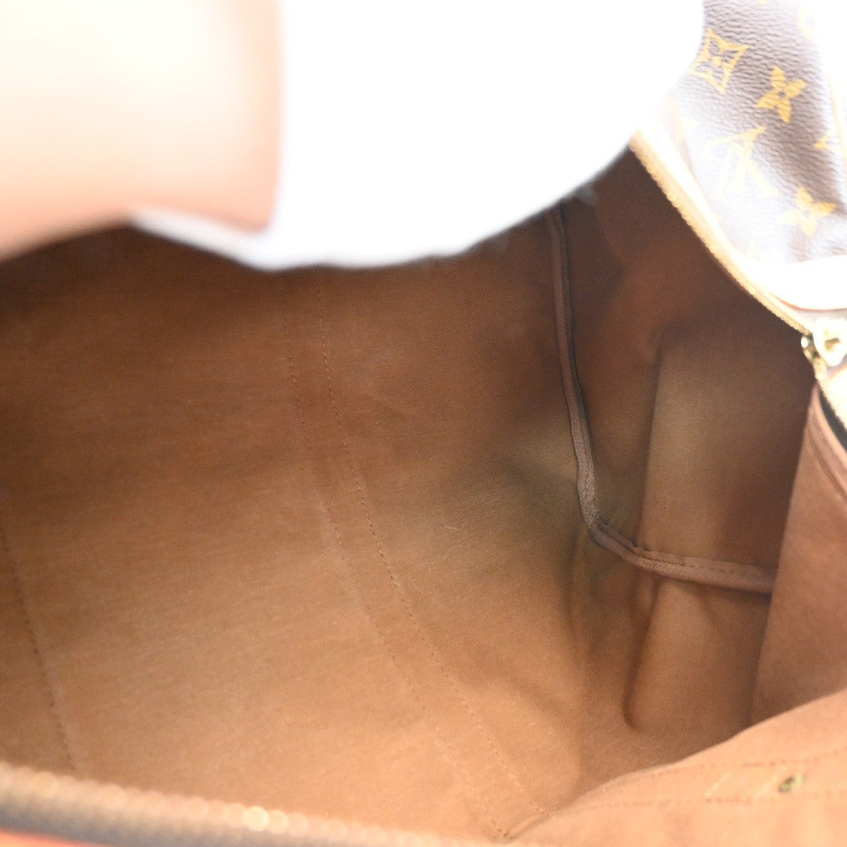 Louis Vuitton Sac Souple Handbag Monogram Canvas Brown Leather Travel Bag Bag (Pre-Owned)