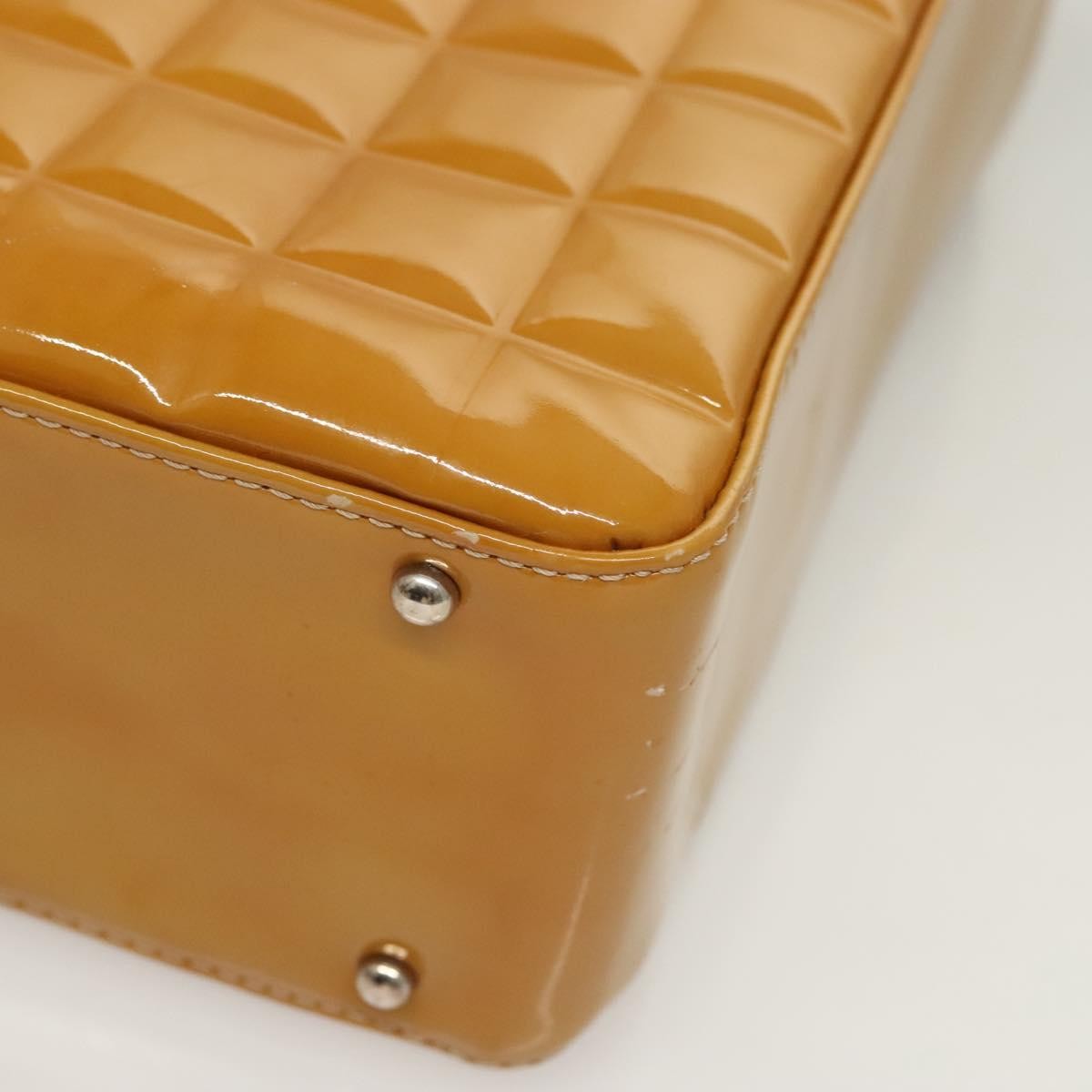 Chanel Chocolate Bar Cc Tote Quilted Patent Yellow Patent_Leather Handbag (Pre-Owned)