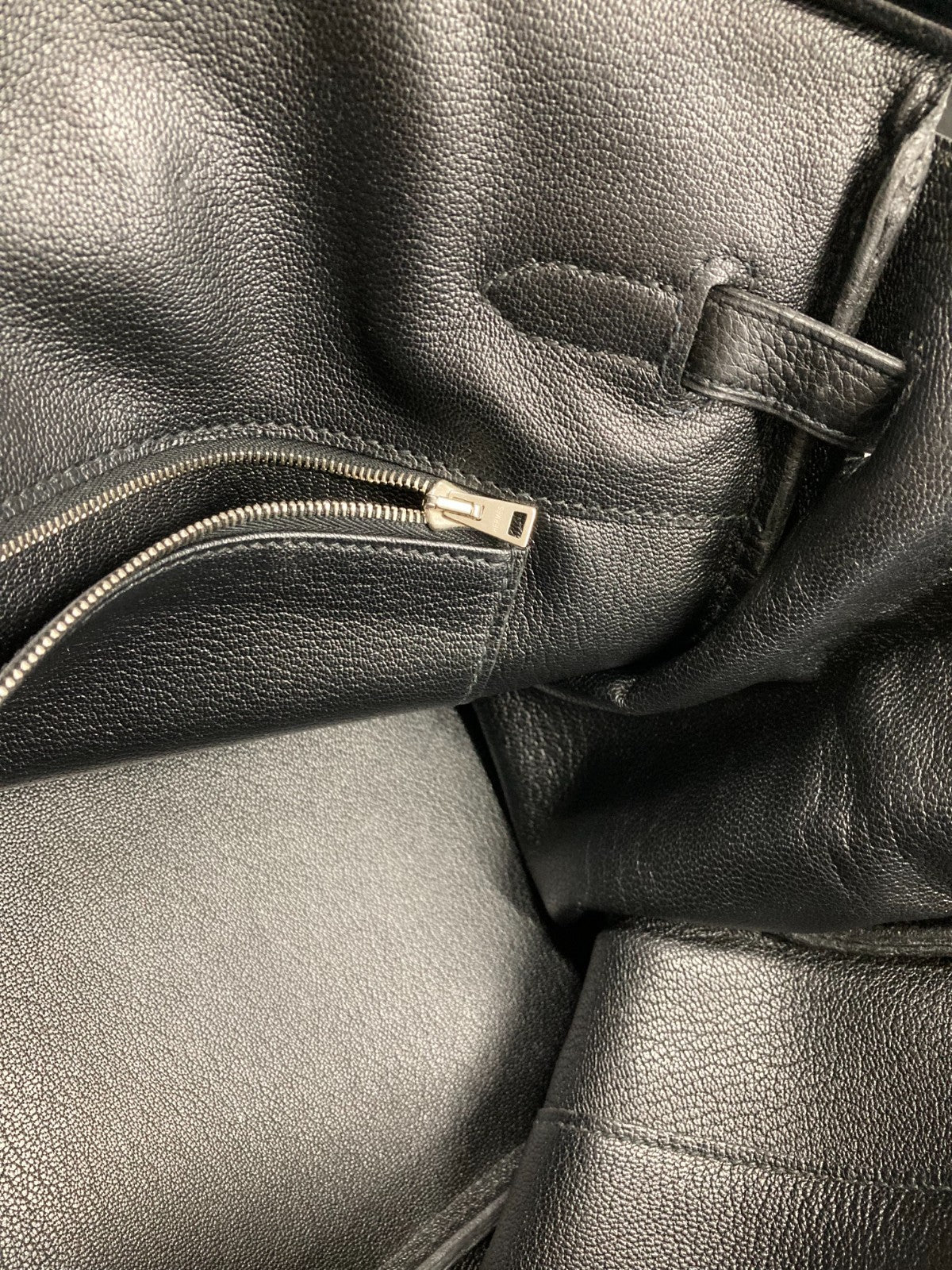 Hermes Birkin Handbag Black Togo With Palladium Hardware Black Leather Handbag (Pre-Owned)