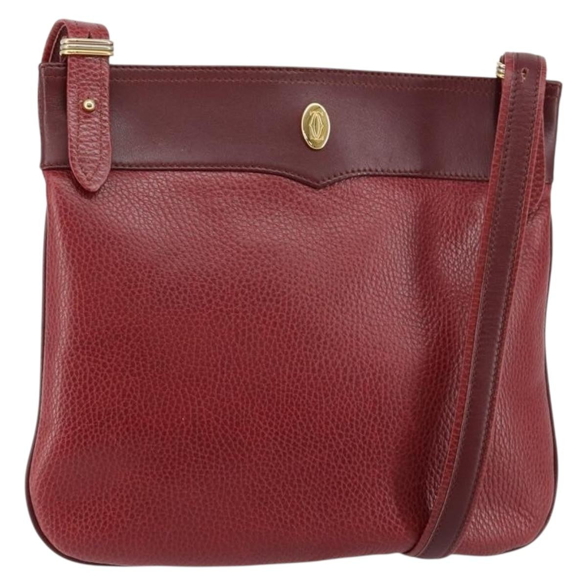 Cartier Must De Cartier Shoulder Bag Leather Burgundy Leather Shoulder Bag Bag (Pre-Owned)