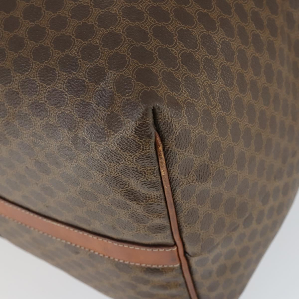 Celine Vintage Macadam Boston Bag Canvas And Leather Brown Canvas Travel Bag Bag (Pre-Owned)
