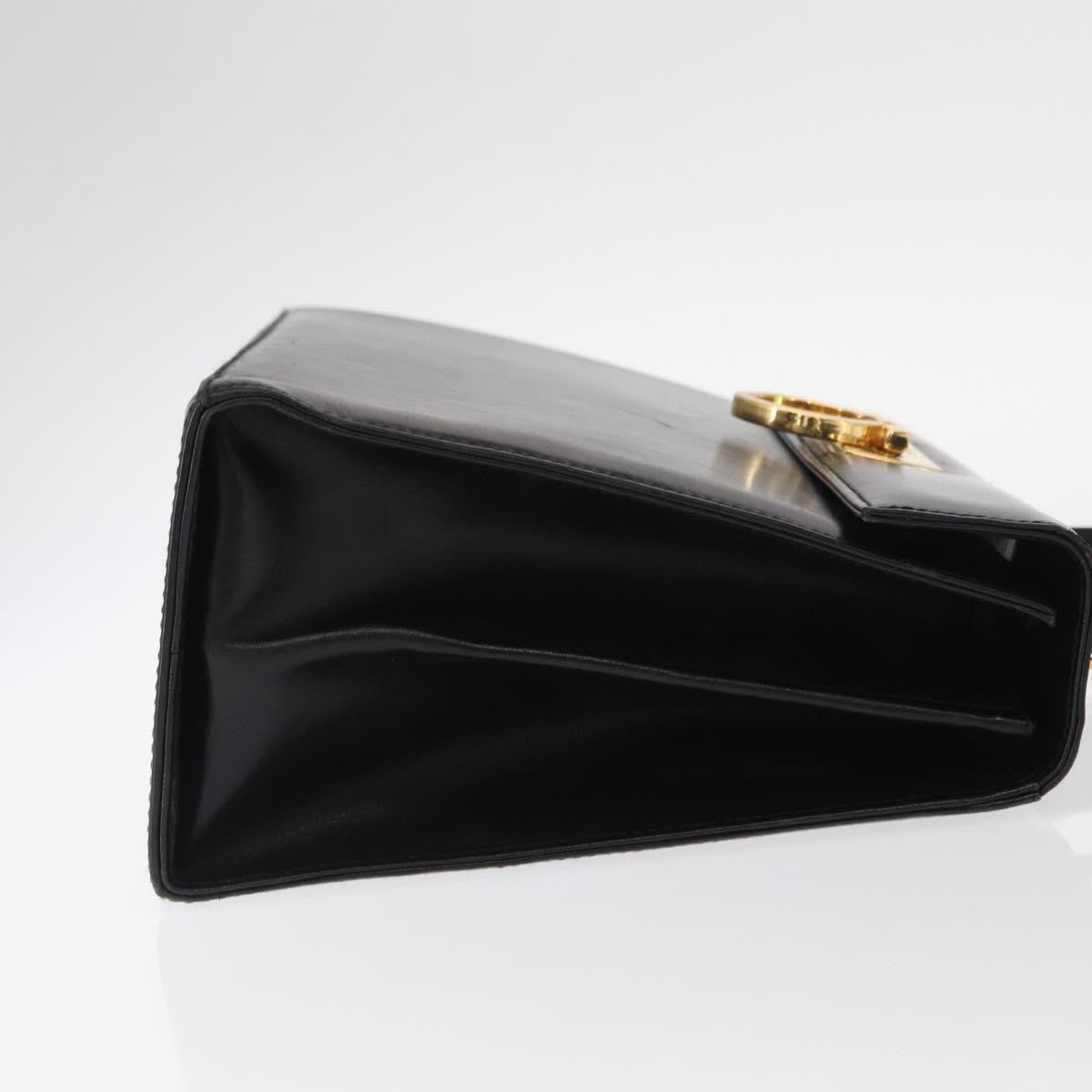 Salvatore Ferragamo Convertible Top Handle Bag Leather Black Leather Handbag (Pre-Owned)
