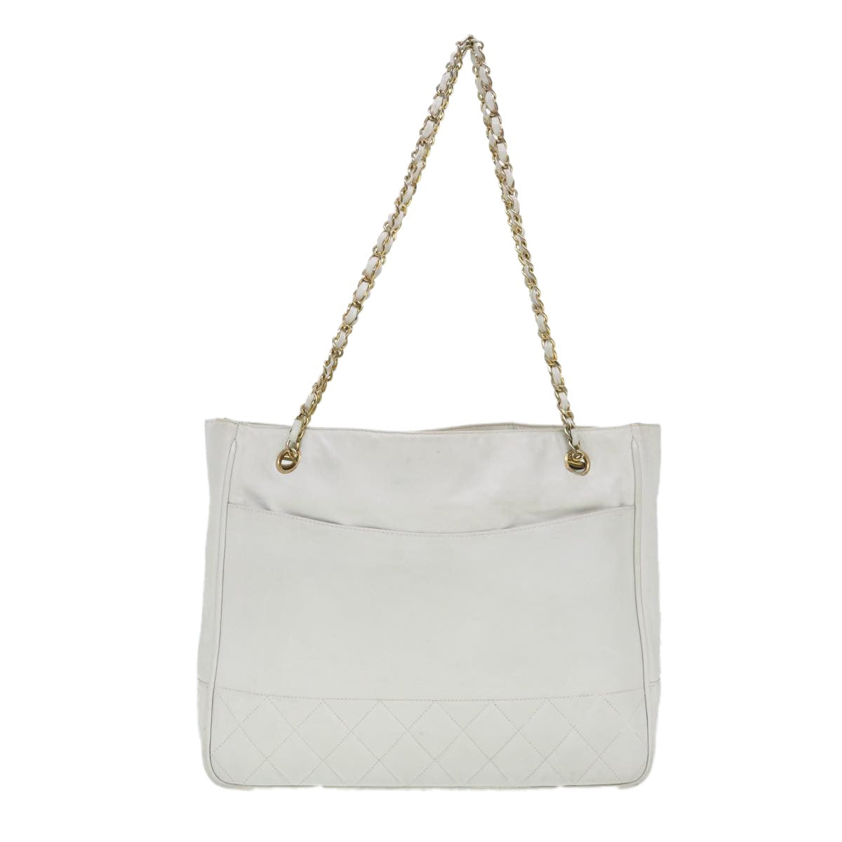 Chanel Vintage Shopping Tote Lambskin White Leather Shoulder Bag Bag (Pre-Owned)