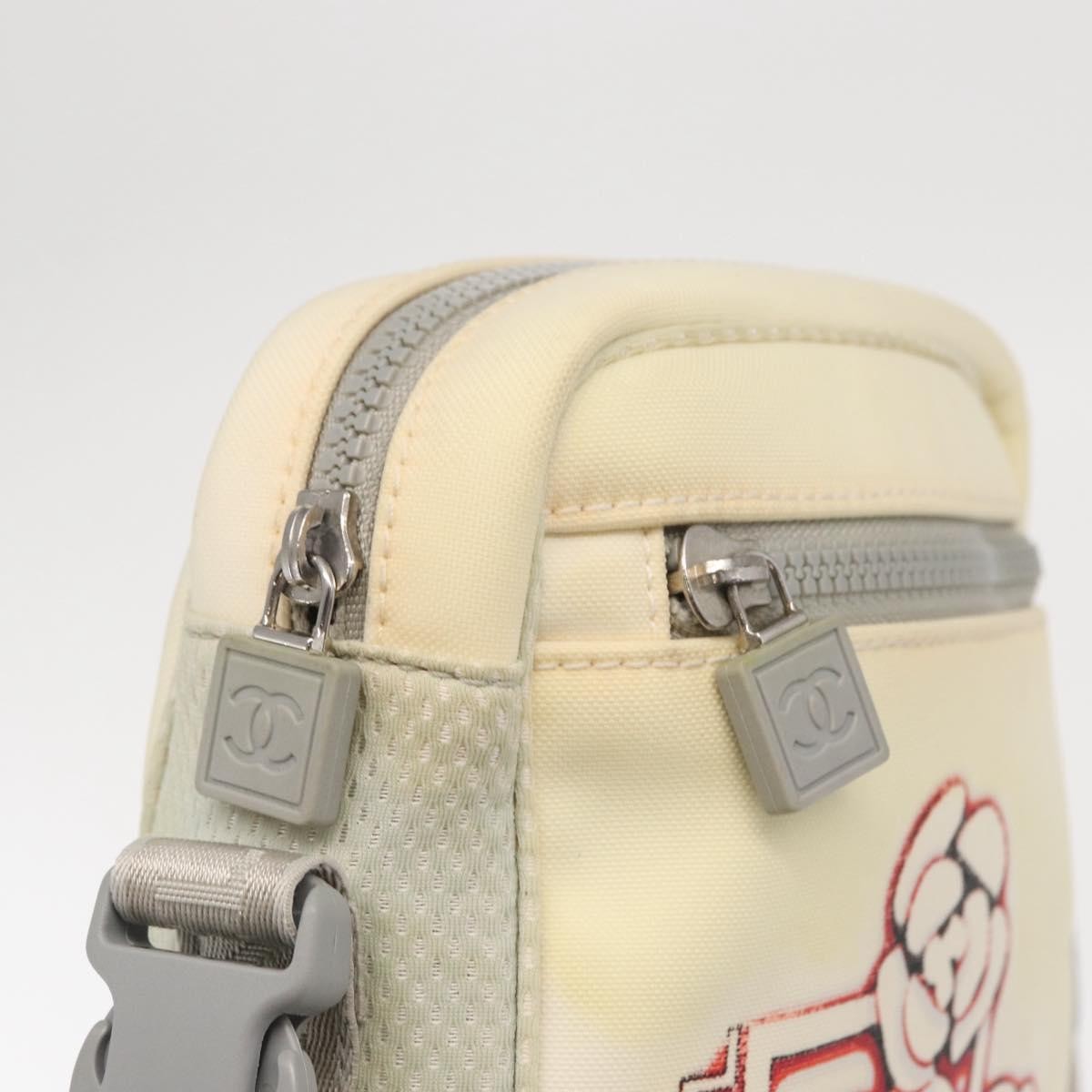 Chanel Sport Line Camera Crossbody Bag Nylon White Nylon Shoulder Bag Bag (Pre-Owned)