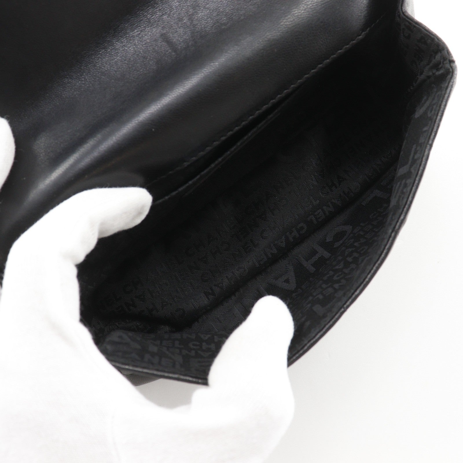 Chanel Camellia Chocolate Bar Flap Bag Quilted Lambskin Black Leather Shoulder Bag Bag (Pre-Owned)